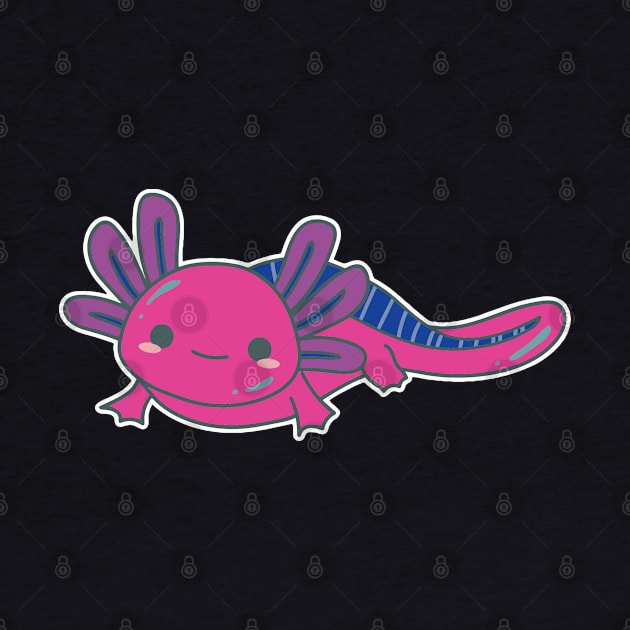 Bi Pride Axolotl | Cute Design with Bisexual Flag Colors by pawsitronic